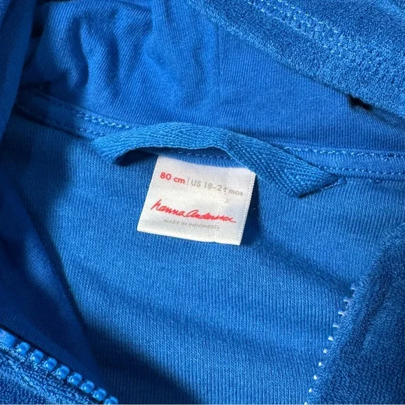 Hanna Andersson Shark Terry Zip Hoodie 18-24M Blue - Picture 2 of 7